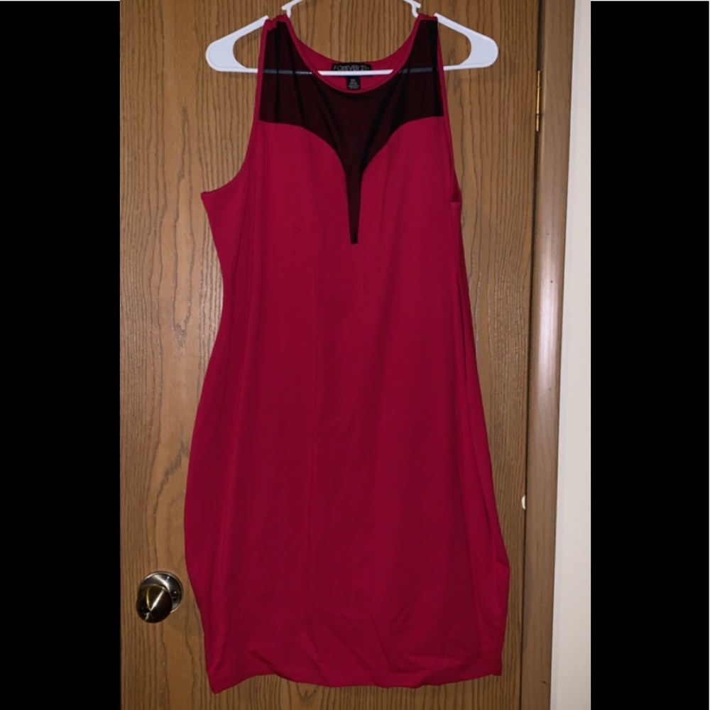 Red dress with mesh inset